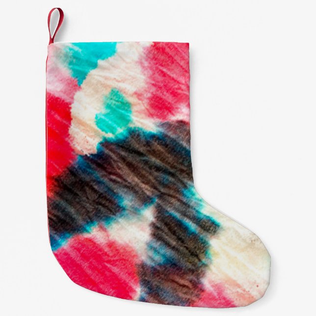 Red Artistic Dirty. Shibori Pattern. Summer Brush  Liten Julstrumpa (Framsidan)