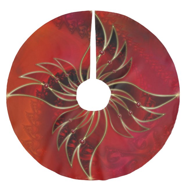 Red as Flame Träd Skirt Julgransmatta Borstad Polyester (Framsidan)