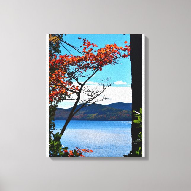 Red at Jordan Pond Diptych Canvastryck (Framsida)