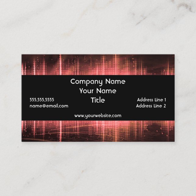 Red Audio Waveforms Ljud DJ Audio Visual Visitkort (Framsida)