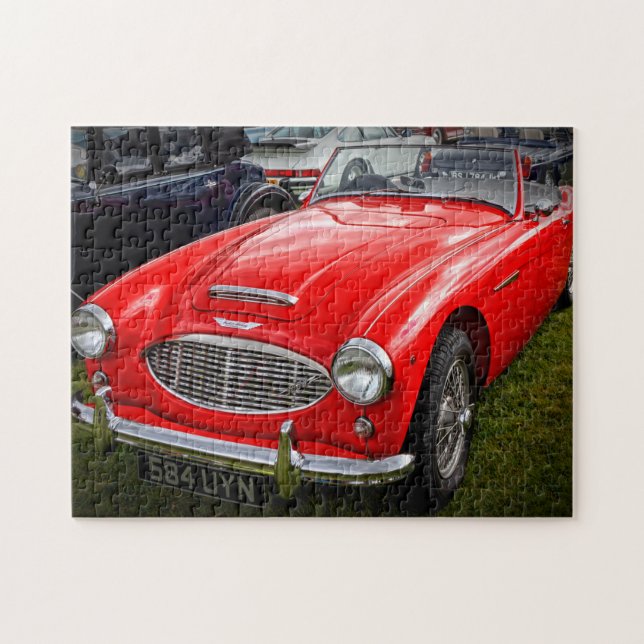 Red Austin Healey 3000 klassisk sportbil Pussel (Horisontell)