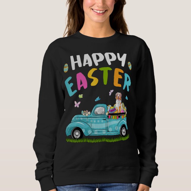 Red Australian Sshepherd with Bunny Öron Egg Hunti T Shirt (Framsida)