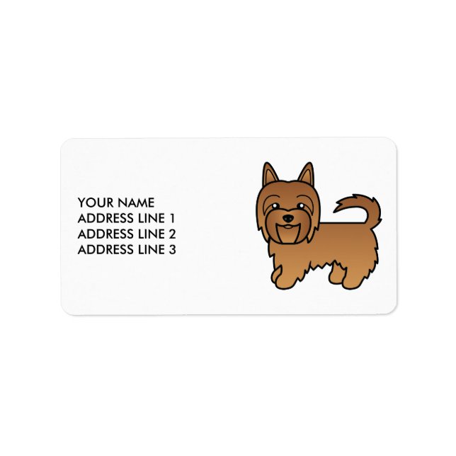 Red Australian Terrier Cute Tecknad hund Adressetikett (Framsidan)