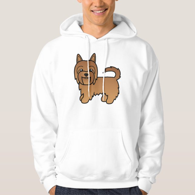 Red Australian Terrier Cute Tecknad hund Hoodie (Framsida)
