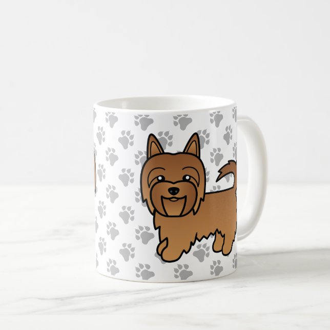 Red Australian Terrier Cute Tecknad hund Kaffemugg (Framsida höger)