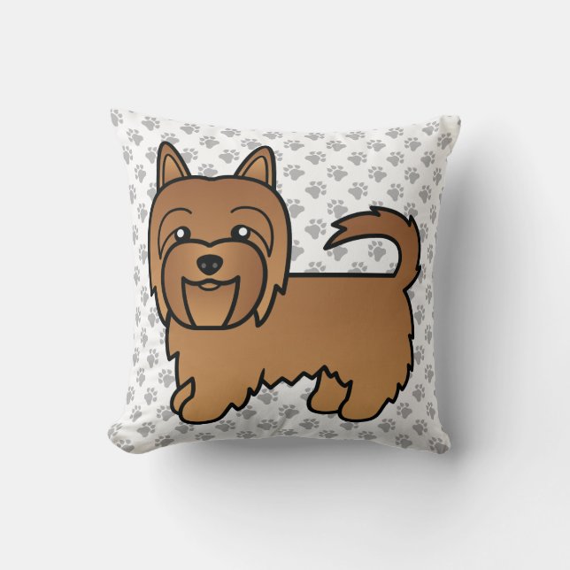 Red Australian Terrier Cute Tecknad hund Kudde (Framsida)