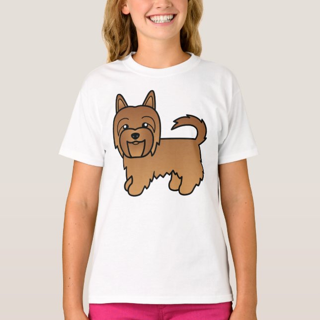 Red Australian Terrier Cute Tecknad hund T Shirt (Framsida)