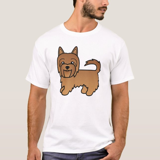 Red Australian Terrier Cute Tecknad hund T Shirt (Framsida)