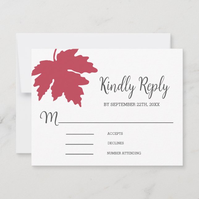 Red Autum Maple Löv Bröllop OSA Card (Framsida)