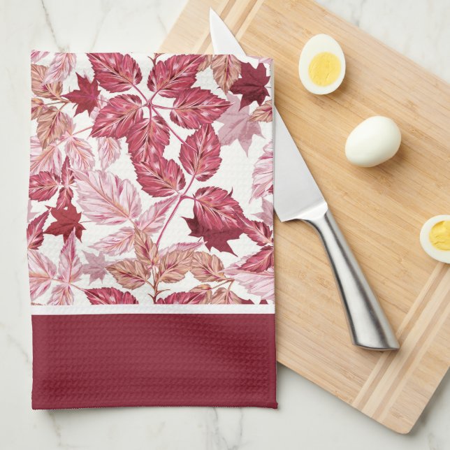 Red Autumn Leaves Kitchen Towel Kökshandduk (Vikt i Fjärdedel)