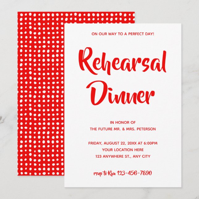 Red Avslappnad Script | Repetitionsmiddagsinbjudan Inbjudningar (Fram/baksida)