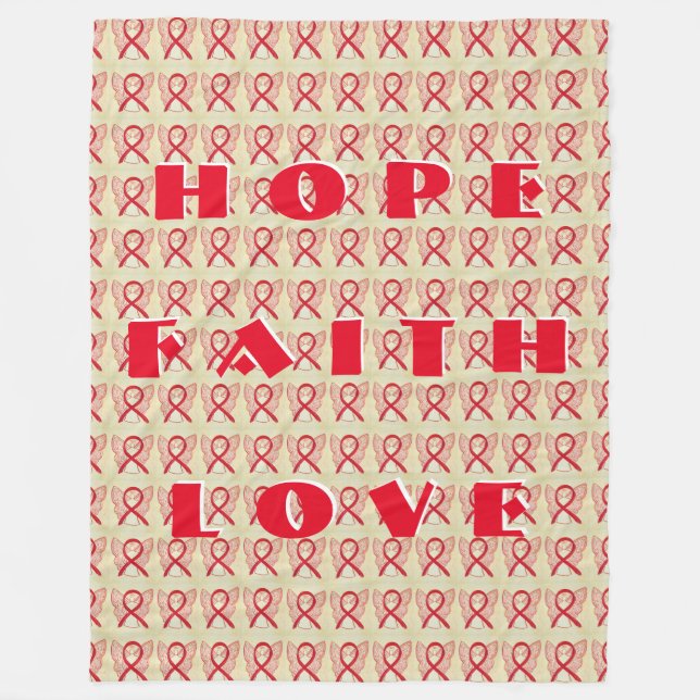 Red Awareness Ribbon Angel Anpassningsbar Fleece B (Framsidan)