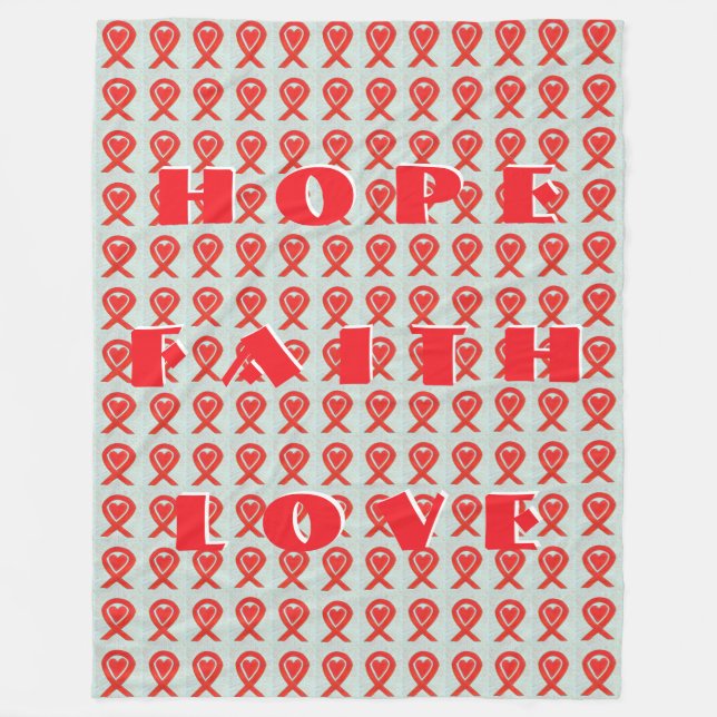 Red Awareness Ribbon Heart Anpassningsbar Fleece B (Framsidan)