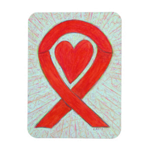 Red Awareness Ribbon Heart Anpassningsbar Magnet G
