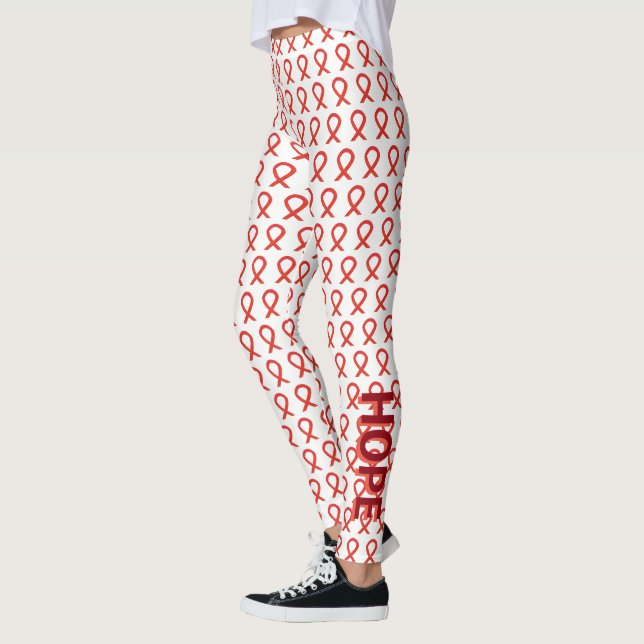 Red Awareness Ribbon Hope and Cure Anpassningsbar  Leggings (Vänster)