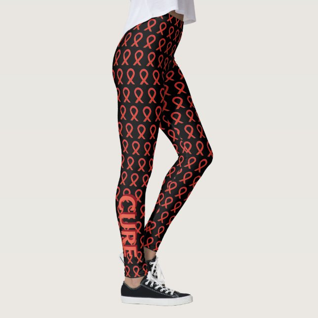 Red Awareness Ribbon Hope and Cure Anpassningsbar  Leggings (Höger)