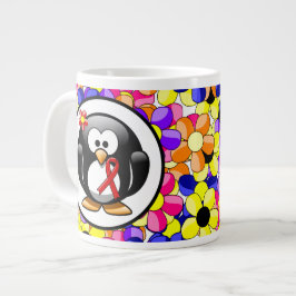 Red Awareness Ribbon Penguin Jumbo Mugg