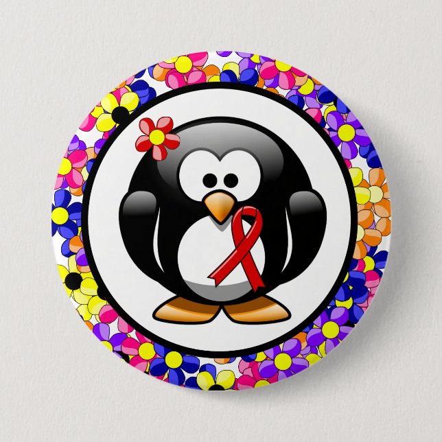 Red Awareness Ribbon Penguin Knapp (Framsida)