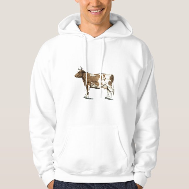 Red Ayrshire Dairy Cow Hoodie (Framsida)
