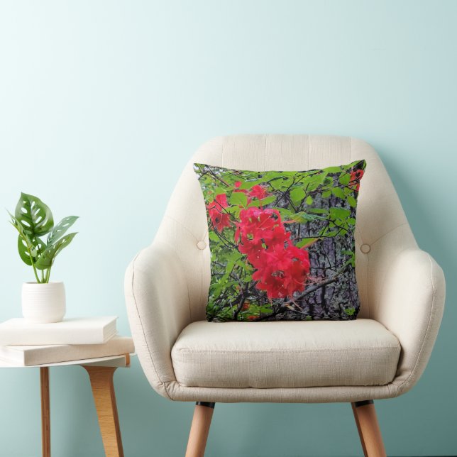 Red Azalea Flowers Kudde (Stol)