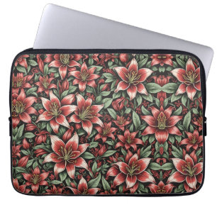 Red Aztec Lily Mönster Laptop Fodral