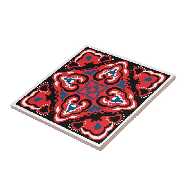Red Azulejo mönster Kakelplatta (Sidan)