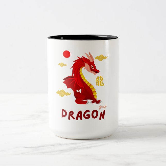 Red Baby Dragon 2024 Två-Tonad Mugg (Center)