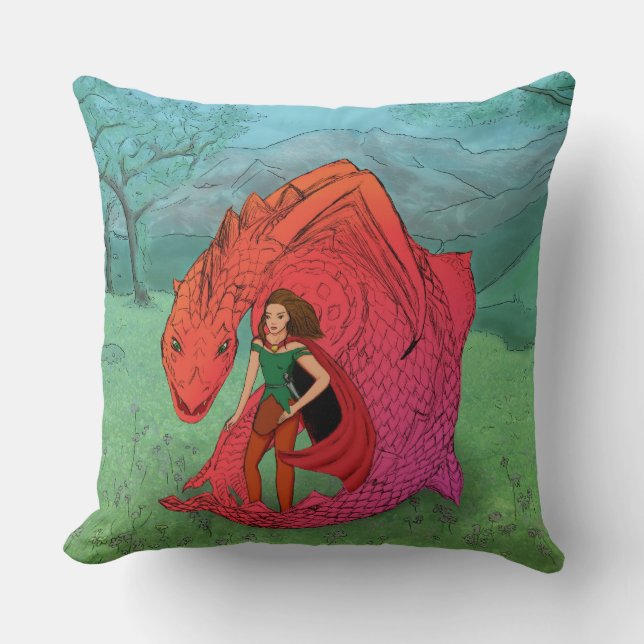 Red Baby Dragon Kudde (Framsida)
