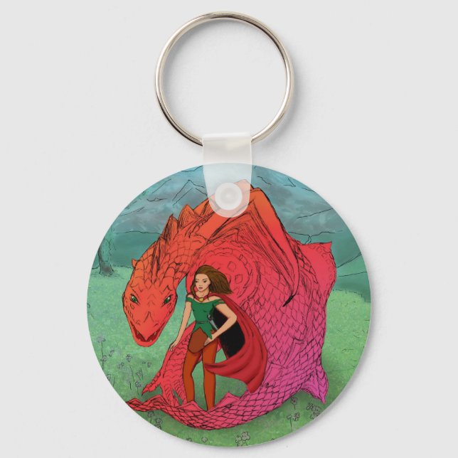 Red Baby Dragon Nyckelring (Framsida)