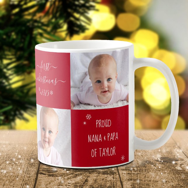 Red Baby Första julmorföräldrar 2 Photo Namn Kaffemugg (Skapare uppladdad)