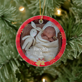 Red Baby julfotsnowflake Julgransprydnad Keramik