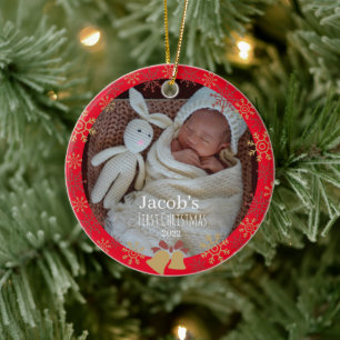 Red Baby julfotsnowflake Julgransprydnad Keramik