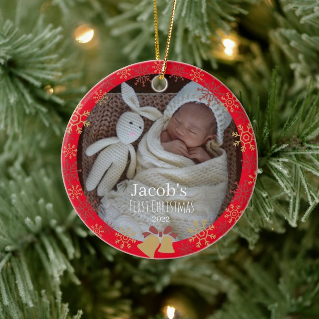 Red Baby julfotsnowflake Julgransprydnad Keramik (Träd)