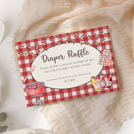 Red Baby-Q babydusch Diaper Raffle Tilläggskort