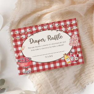 Red Baby-Q babydusch Diaper Raffle Tilläggskort