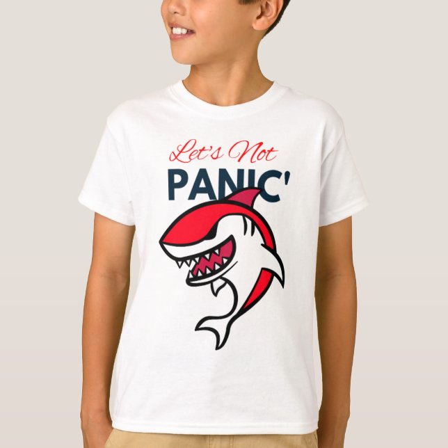 Red Baby Shark_Låt oss ej Panic T Shirt (Framsida)