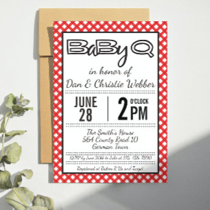 Red BabyQ BBQ Baby Shower-inbjudan Inbjudningar