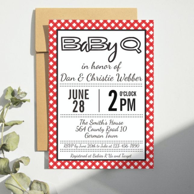 Red BabyQ BBQ Baby Shower-inbjudan Inbjudningar (Skapare uppladdad)