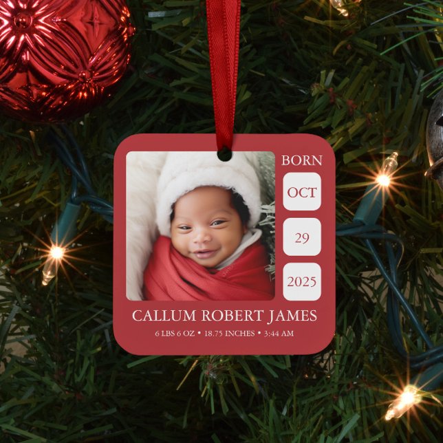Red Baby's First jul Birth Stats Ornament (Skapare uppladdad)
