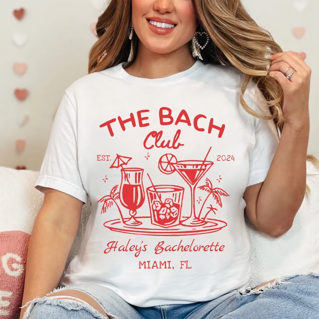 Red Bach Klubb Cocktail Beach Bachelorette T Shirt (Skapare uppladdad)