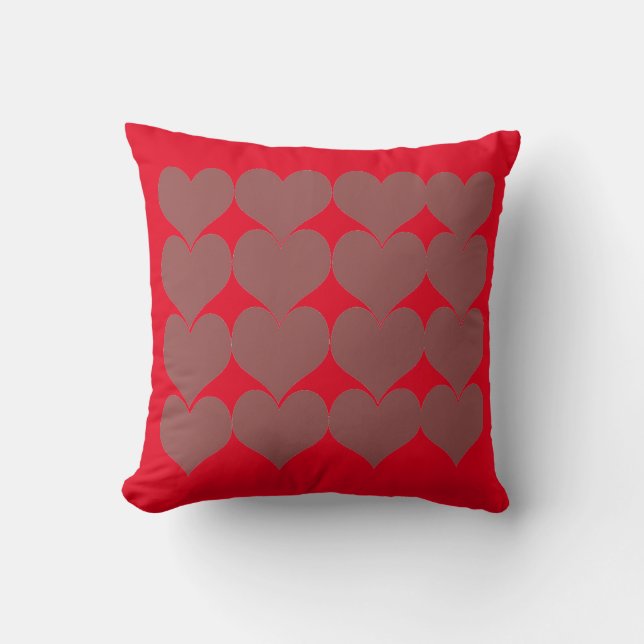 Red Background Bröllop Marsala Heart Mönster Kudde (Framsida)