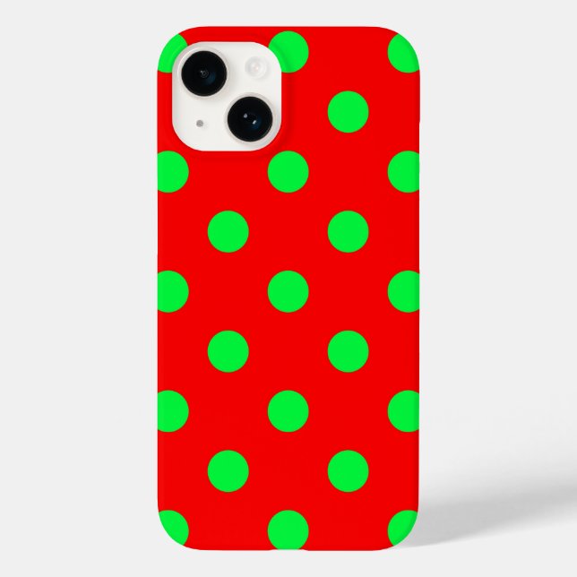 Red Background Grönt Polka dots Design (Baksida)