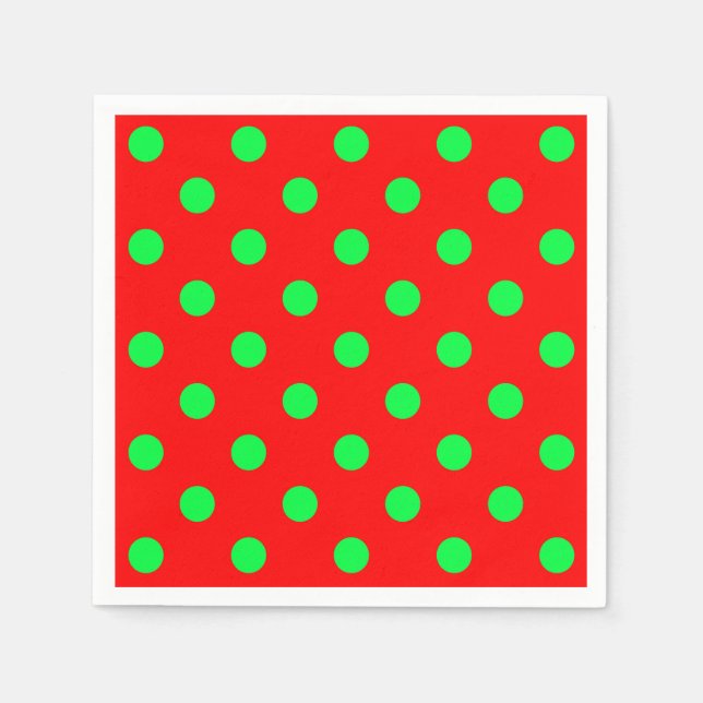 Red Background Grönt Polka dots Design Pappersservett (Framsidan)