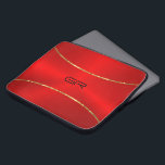 Red Background guld rand accent Laptop Fodral<br><div class="desc">Bild av röd metallbakgrund med två glansigt guld rand-accent. Monogram som tillval.</div>