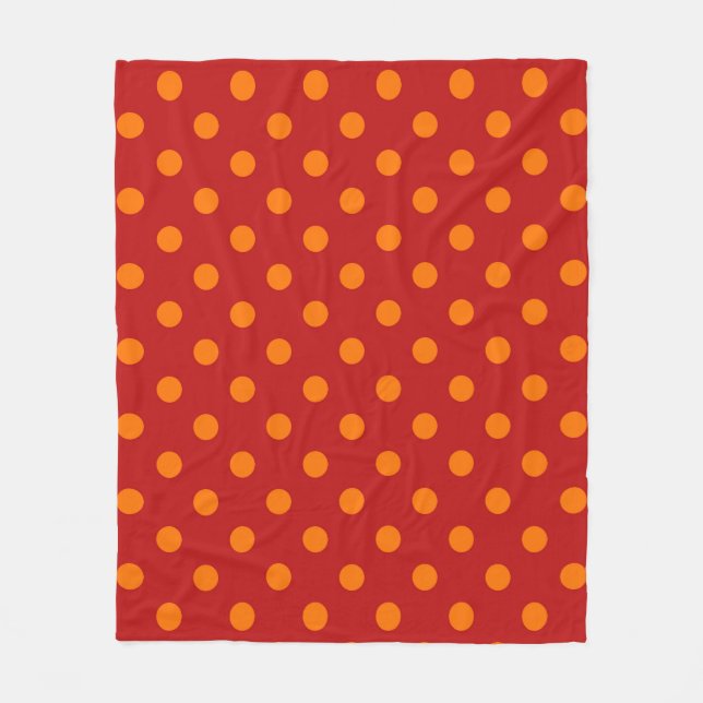 Red Background Orange Polka dots Design Fleecefilt (Framsidan)