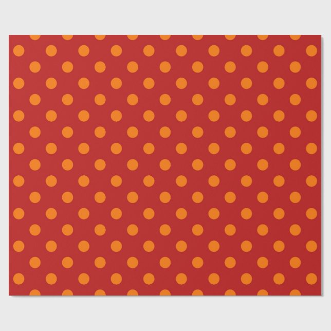 Red Background Orange Polka dots Design Presentpapper (Platt)