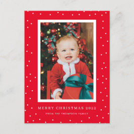 Red Background Polka Dot Photo jul-vykort Vykort