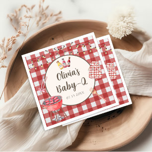 Red Backyard BBQ Baby Q Baby Shower Napkins Pappersservett