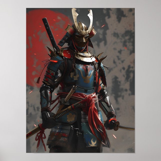 Red Badass Samurai Poster (Framsidan)