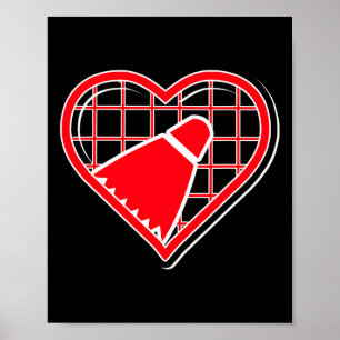 Red Badminton Heart för Badminton Älskare Poster